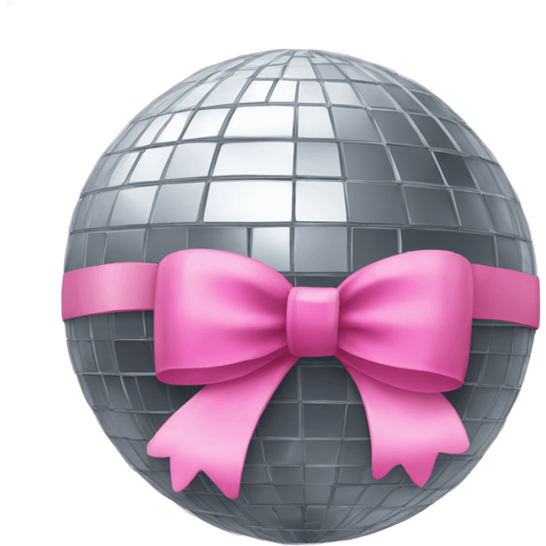 Disco ball with a pink bow on top emoji