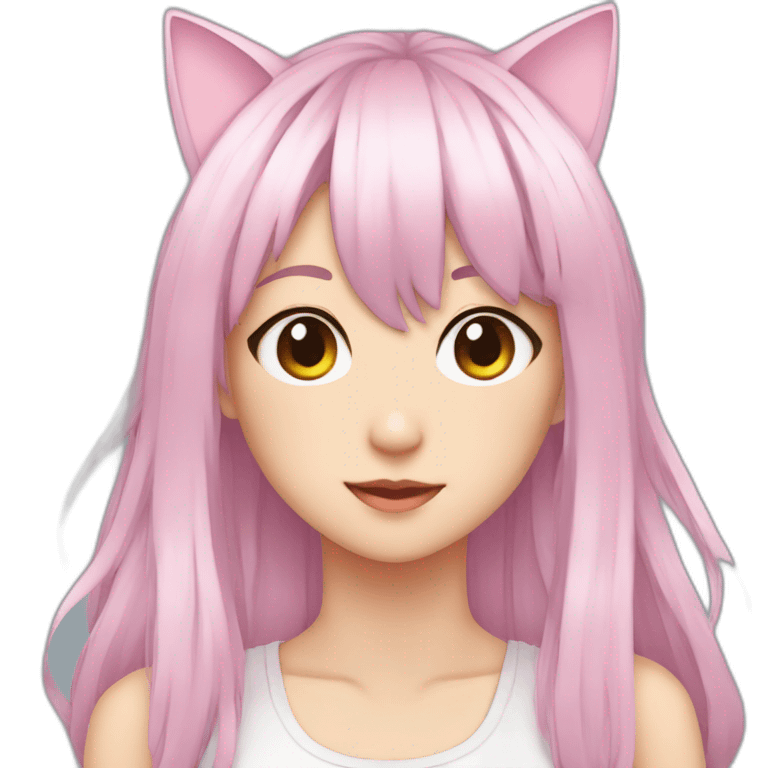 pin haired anime girl with cat ears emoji