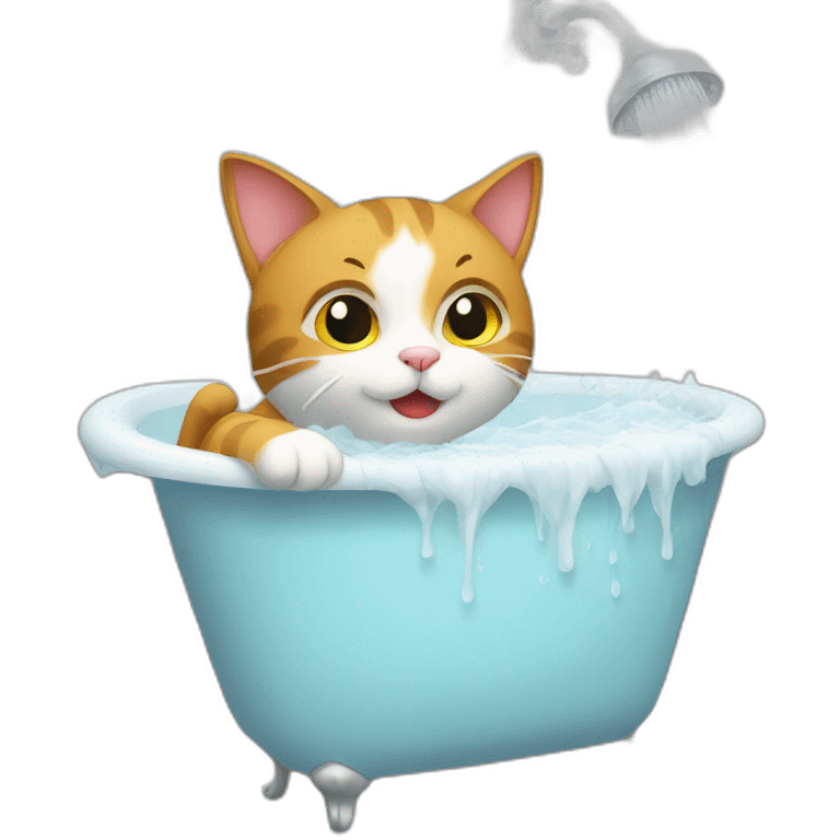 the cat is bathing in the shower emoji