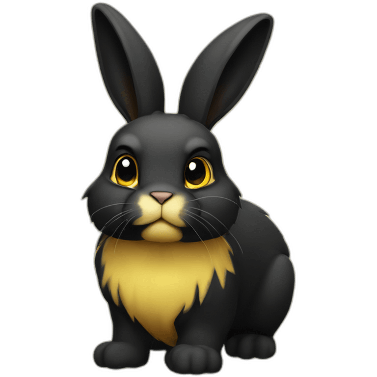 fierce looking yellow and black colored bunny facing to the right emoji