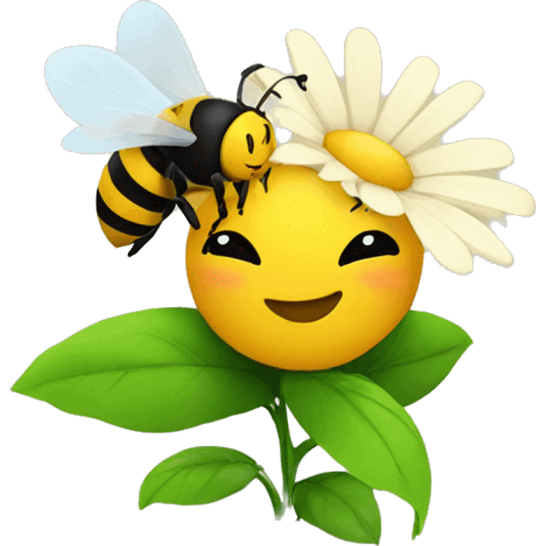 flower Hugs a bee emoji