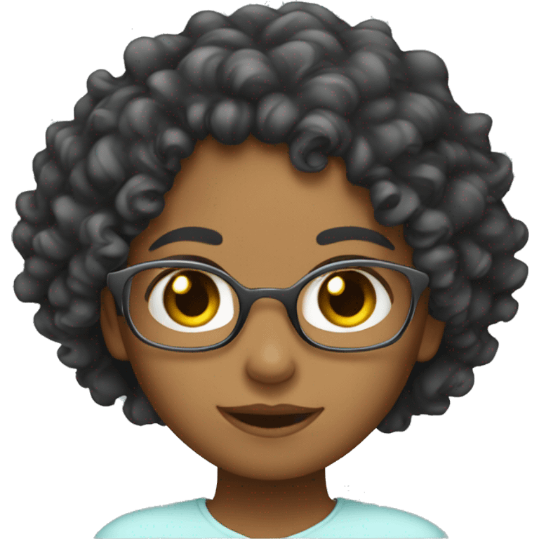 Curly hair girl with glass emoji