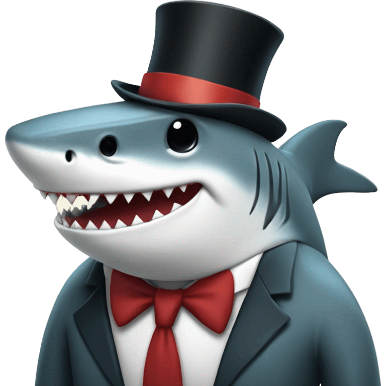 Shark with a top hat emoji