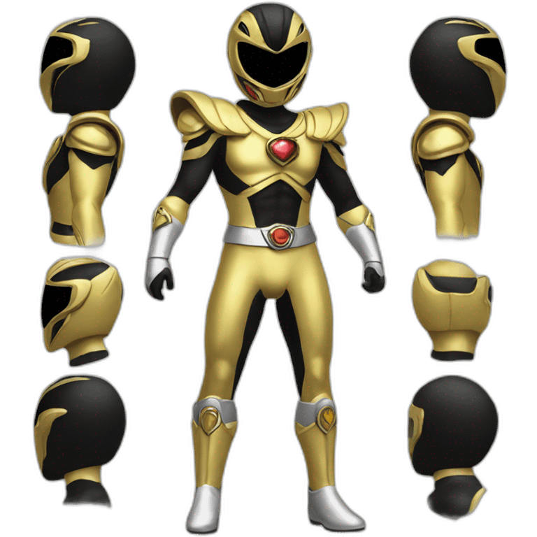 glitter black gold power ranger full body emoji