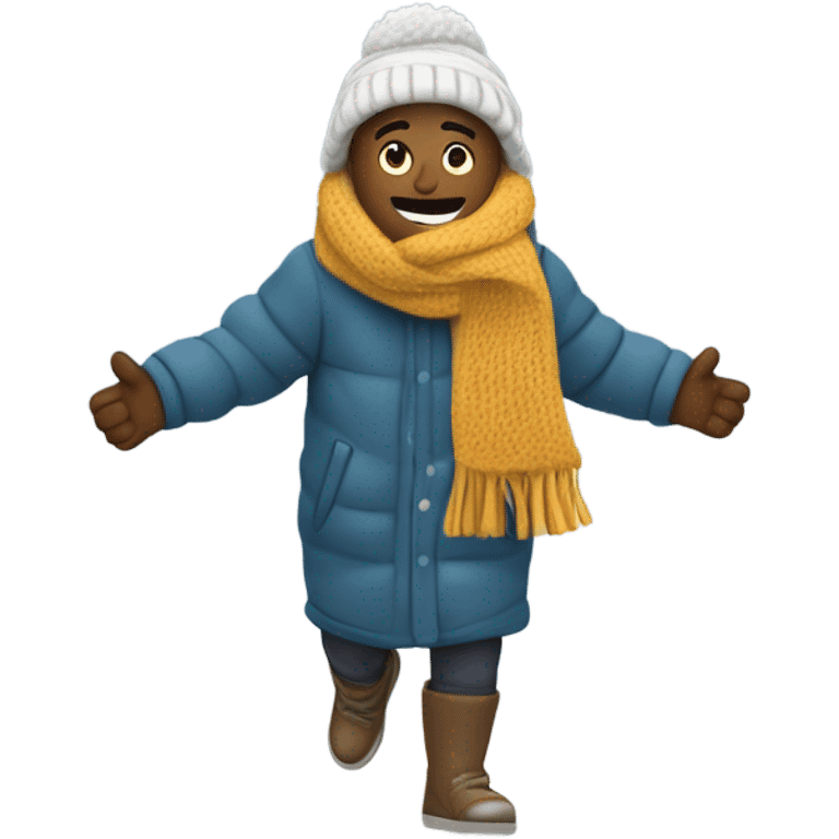 Some way to show that a person is escaping the cold emoji