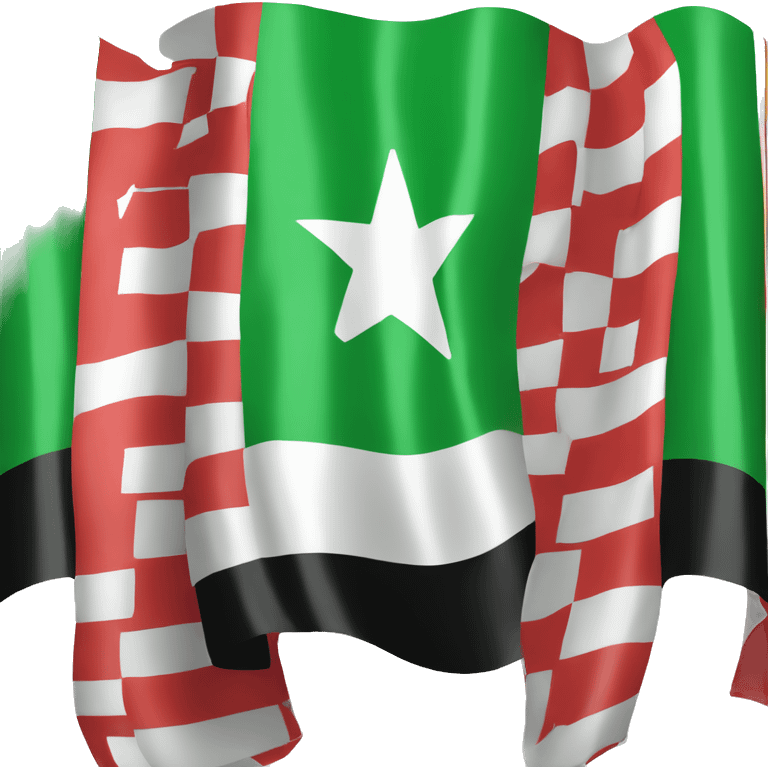 Syrian revolution flag that consist of green layer top then white in middle and black at the end and three red stars in the middle of the white layer emoji