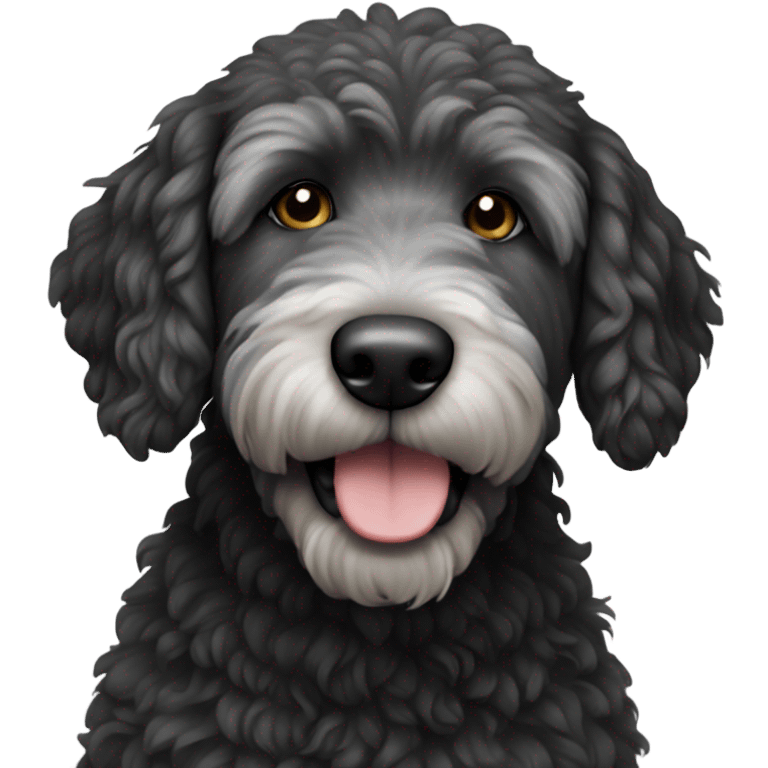 Black with gray golden doodle  emoji