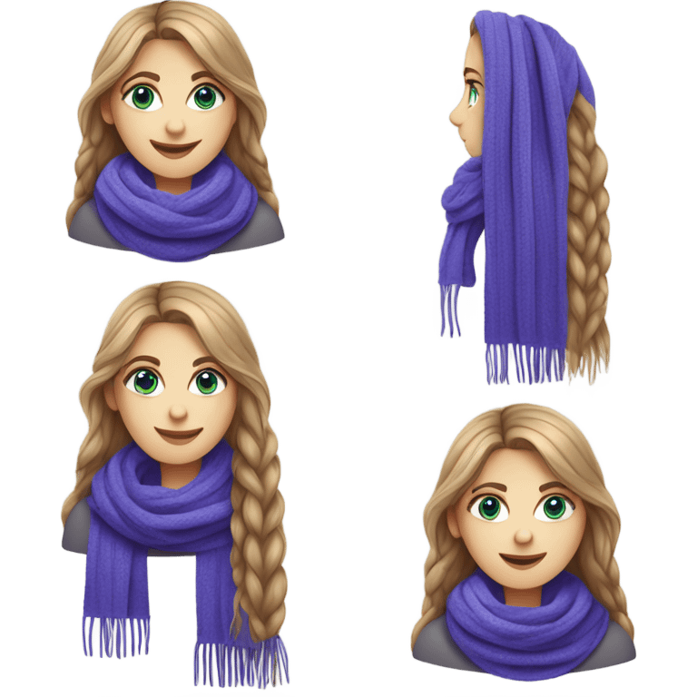 beautiful finnish fair long hair woman with blue eye knitting purple scarf emoji