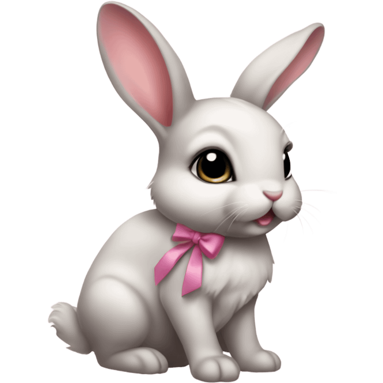 Baby bunny with coquette bow on ear emoji