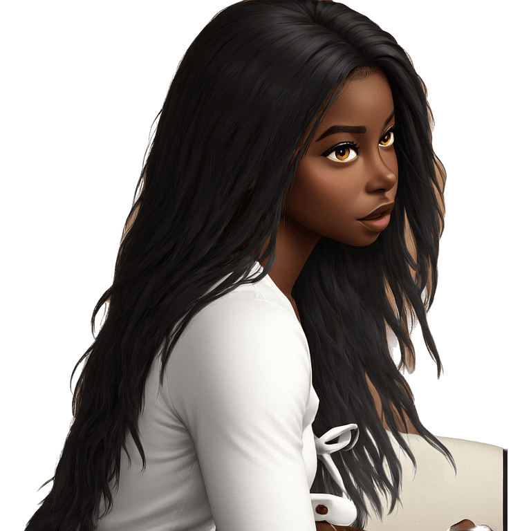 realistic portrait of dark-skinned girl emoji