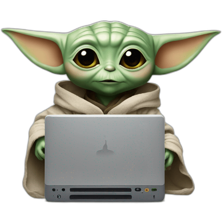 BABY YODA WITH A COMPUTER emoji