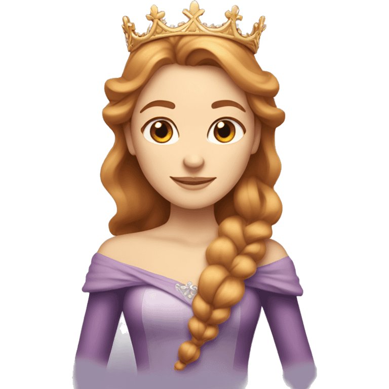 
"A princess emoji with light brown (auburn) hair that gradually turns blonde towards the ends, wearing a queen's crown on her head." emoji