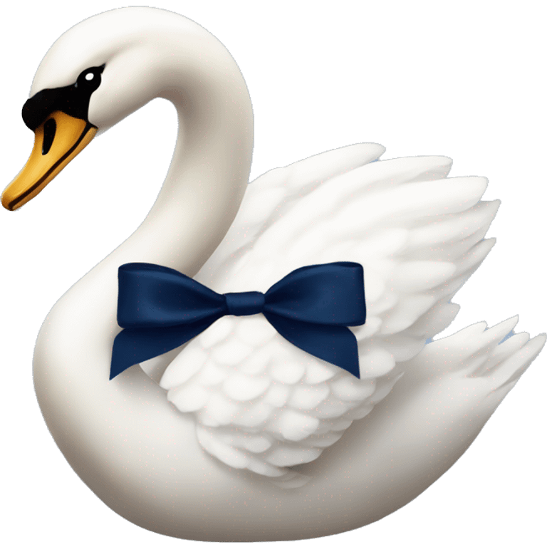 White swan with a navy blue bow emoji