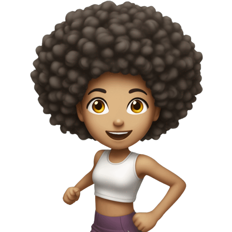 Light skin girl with Afro running  emoji