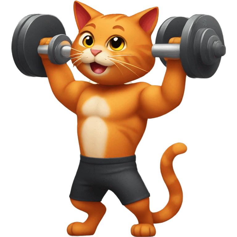 the red cat is to lift dumbbells emoji