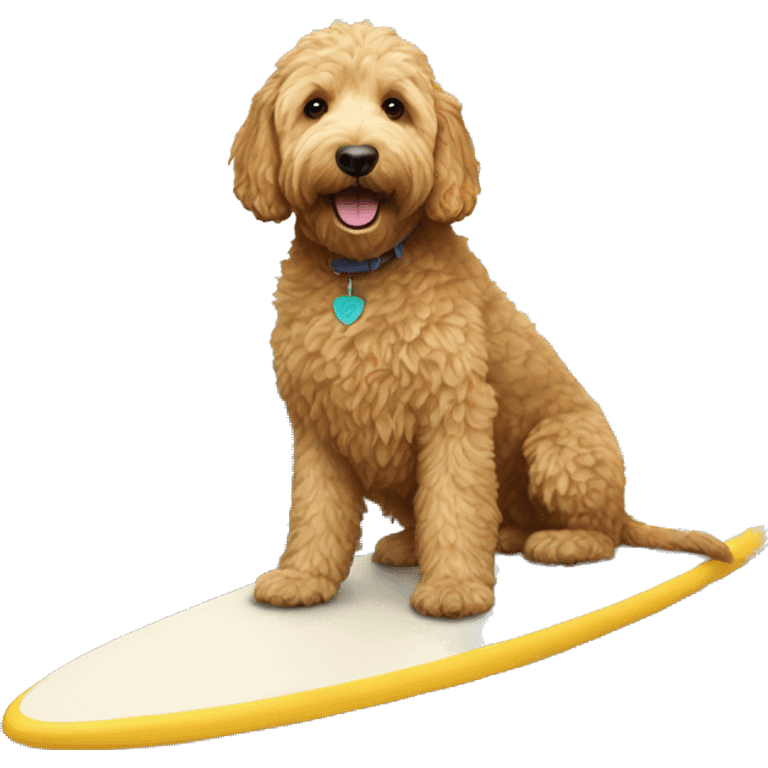 golden doodle on a surfboard emoji