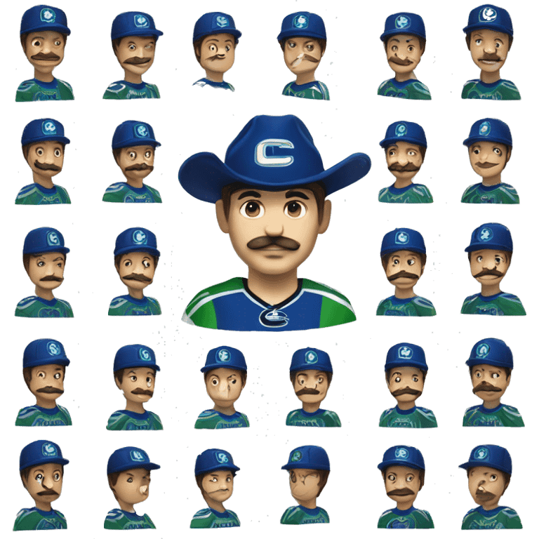 handsome brunette vancouver Canucks fan with moustache and cap emoji