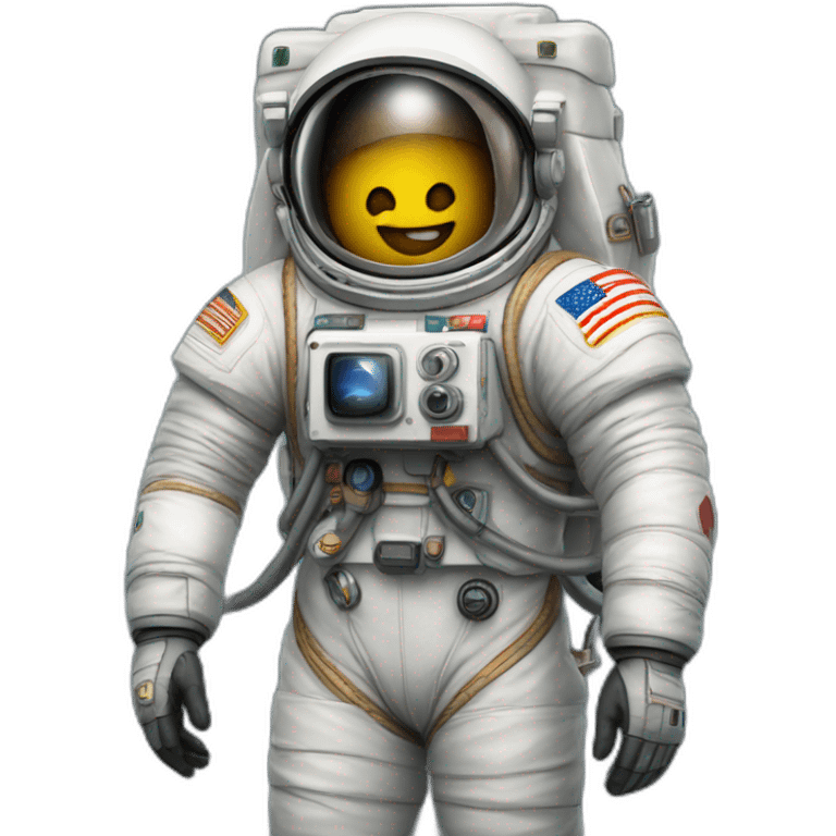 Astronauta con una cámara antigua de fotos emoji