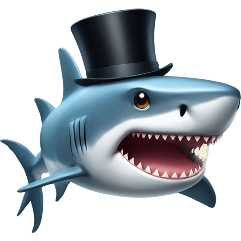 Shark with a top hat emoji