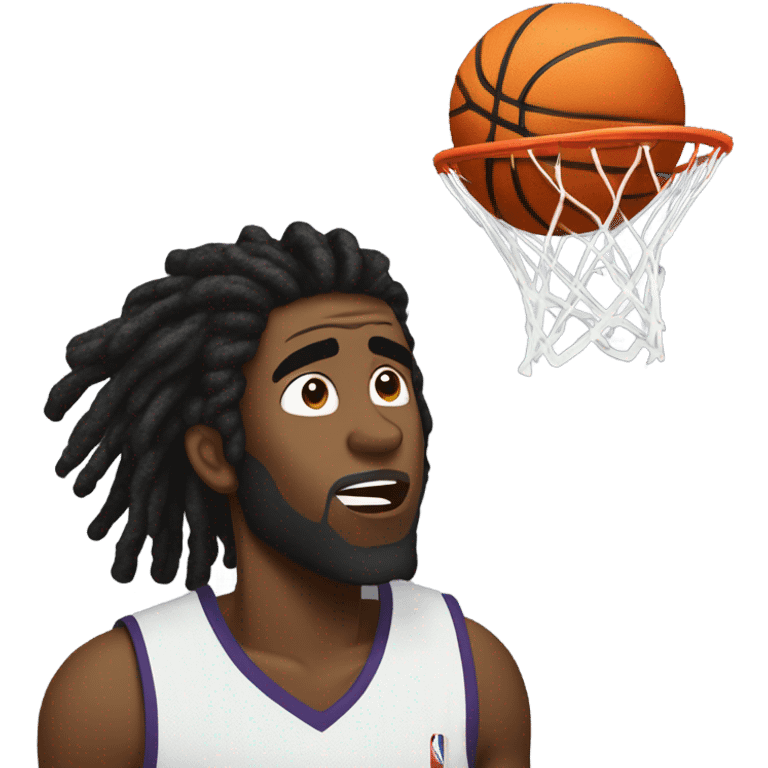 Black man with dreads missing a basketball shot emoji