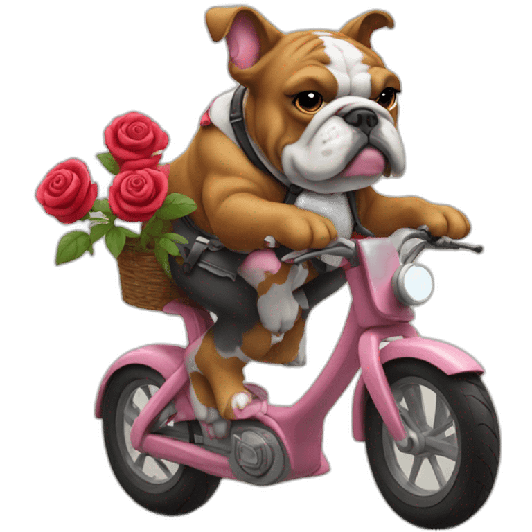 rose bulldog on a bike emoji