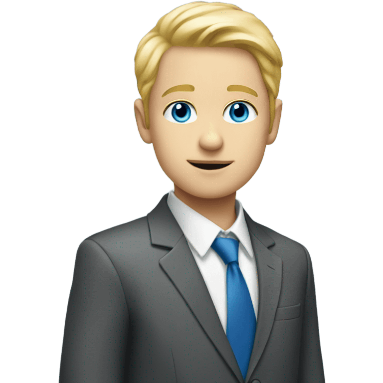 blonde boy with blue eyes in a suit emoji