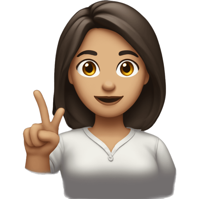 The woman dark brown hair is pointing upward with their index finger raised. emoji