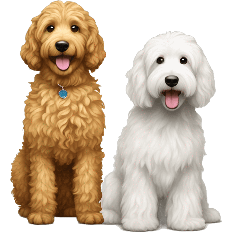 Golden golden doodle with wavy coat and white golden doodle with wavy curly coat emoji