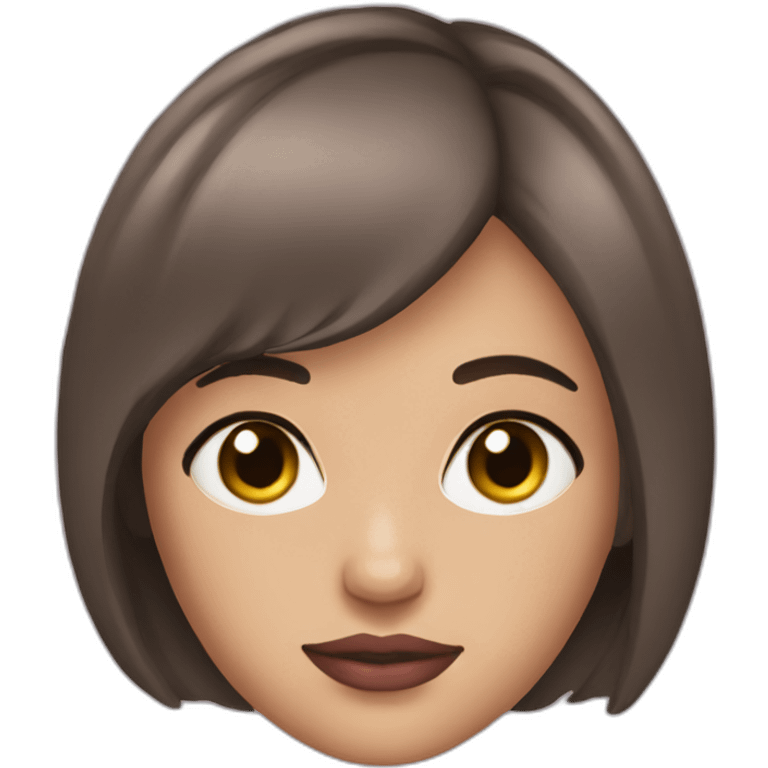 Brunette girl with short hair and dusty pink lips emoji