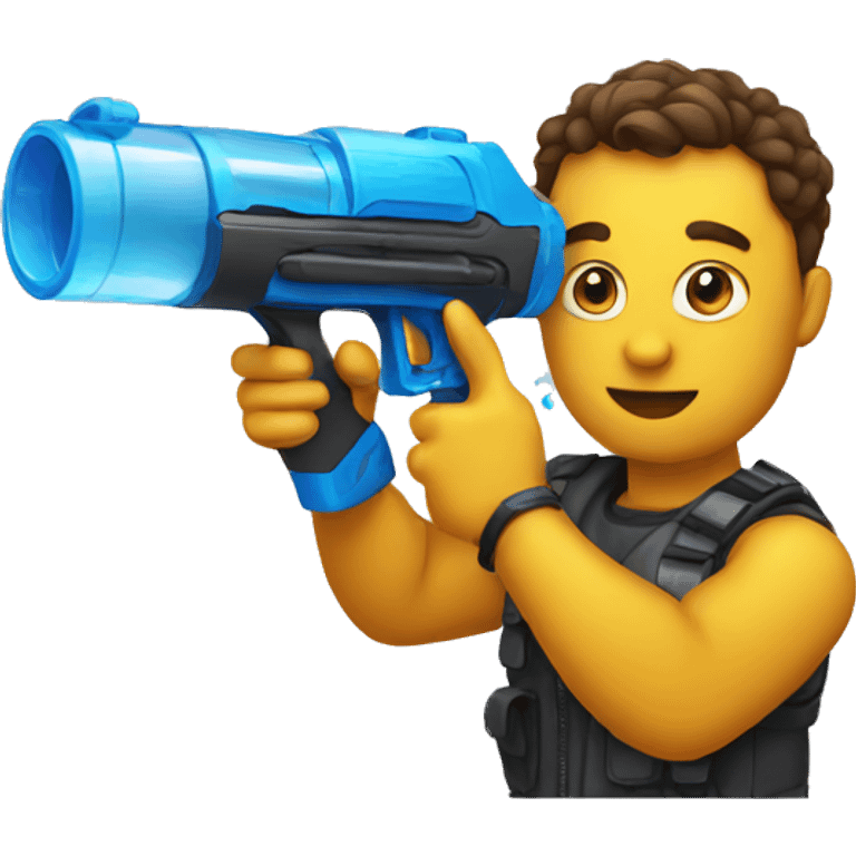 A emoji holding a water gun emoji