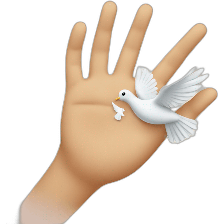 hand peace sign hand with a dove emoji