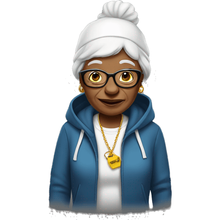 Grandmother dressed like a rapper emoji