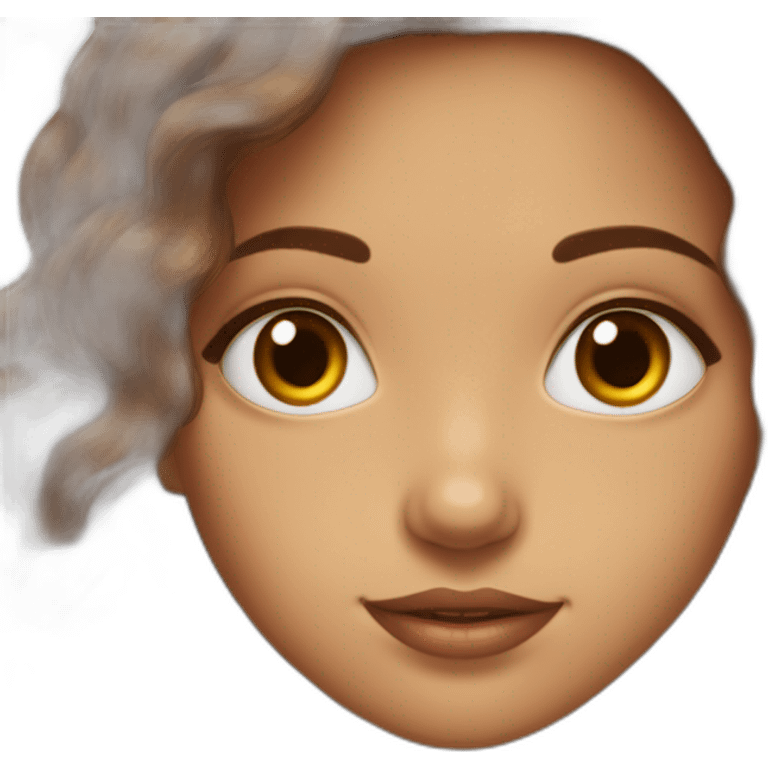 Fille cheveux longs marron boucles et yeux marrons emoji