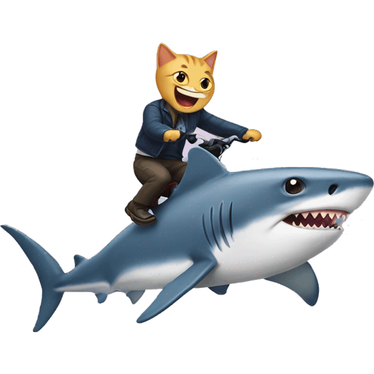 cat riding a shark emoji