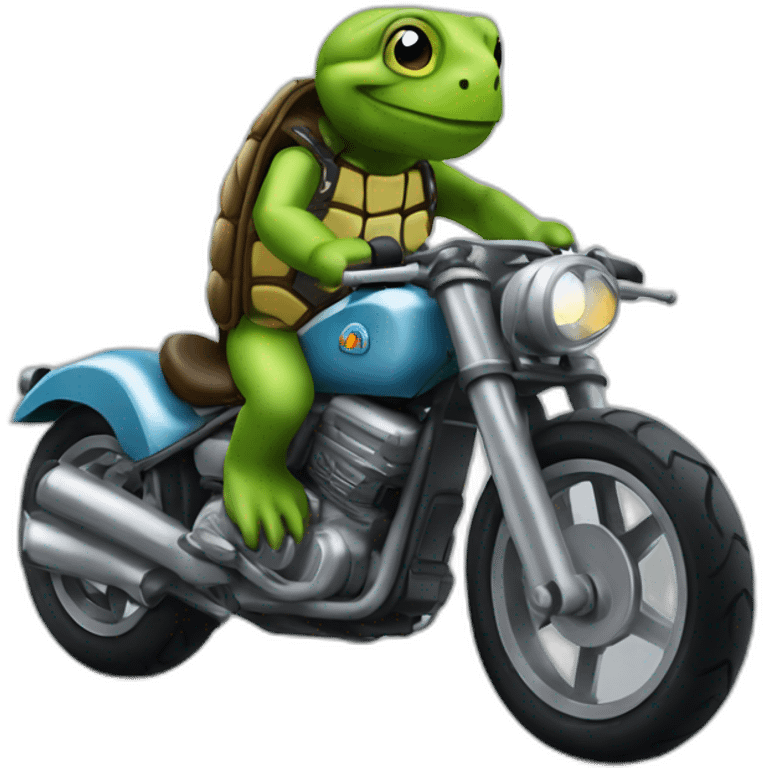 Tortue sur une moto emoji