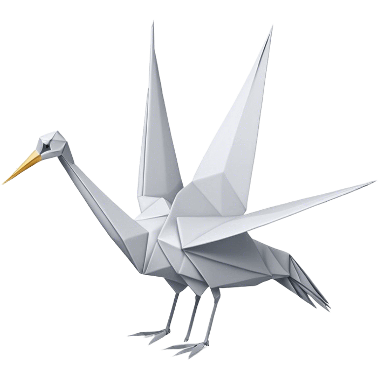 Cinematic Realistic Origami Crane Emoji, featuring a beautifully folded paper crane with crisp, delicate edges and intricate creases. The elegant structure casts soft shadows under warm, natural lighting, with a subtle texture of fine paper enhancing its serene and symbolic presence. emoji