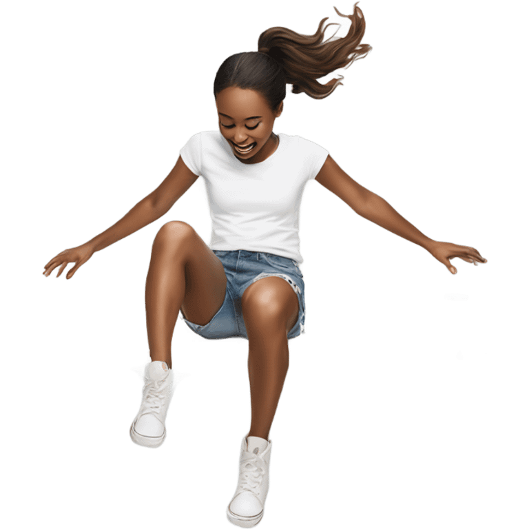 girl falling on puddle of paint on legs white paint emoji