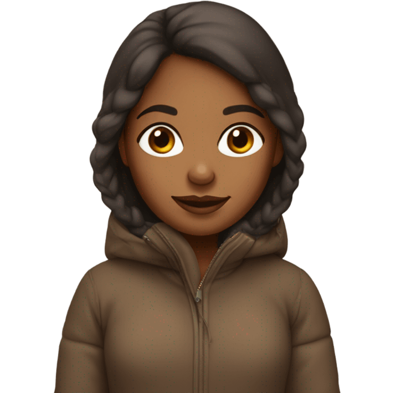 Brown girl with brown hair in a snow suit  emoji