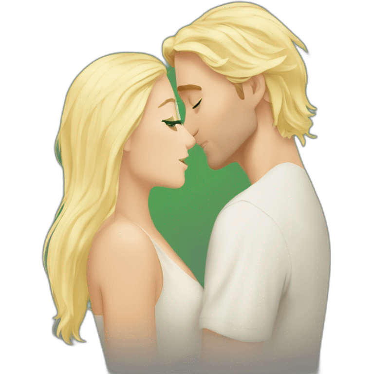 Tom felton kissing blond woman, with green eyes and very long hair emoji