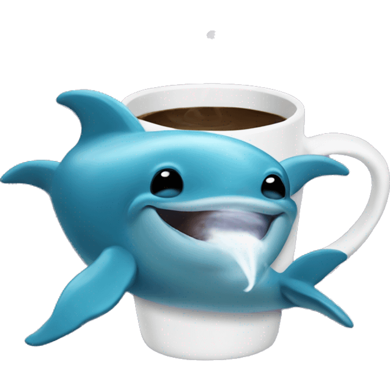 dolphin drinks coffee emoji