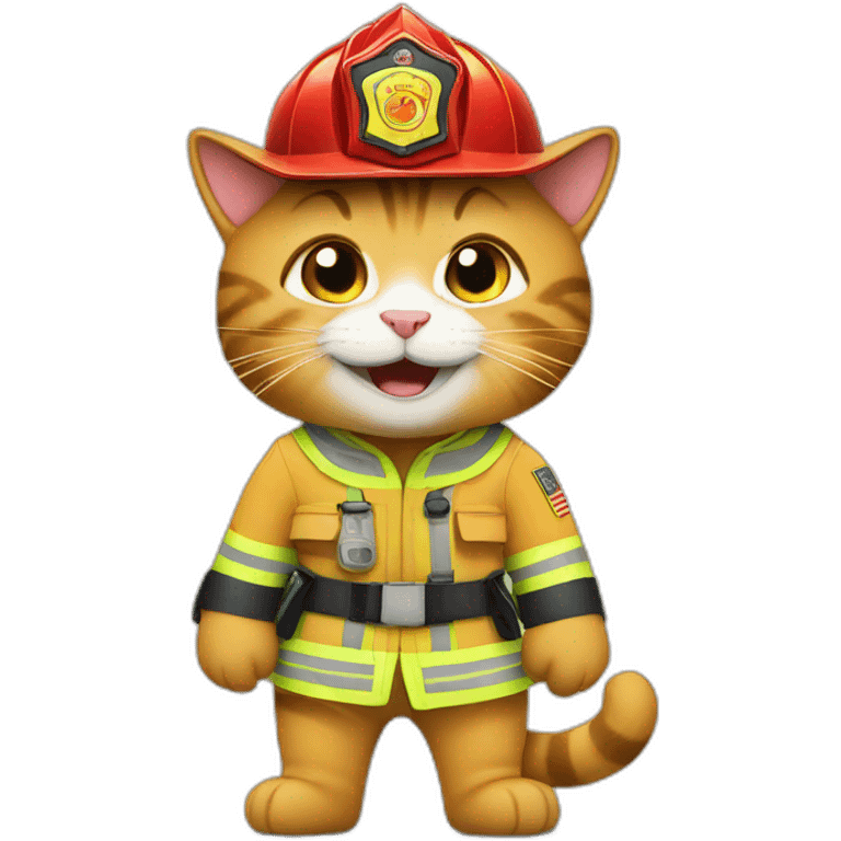 Laughing cats wear firefighter uniforms emoji