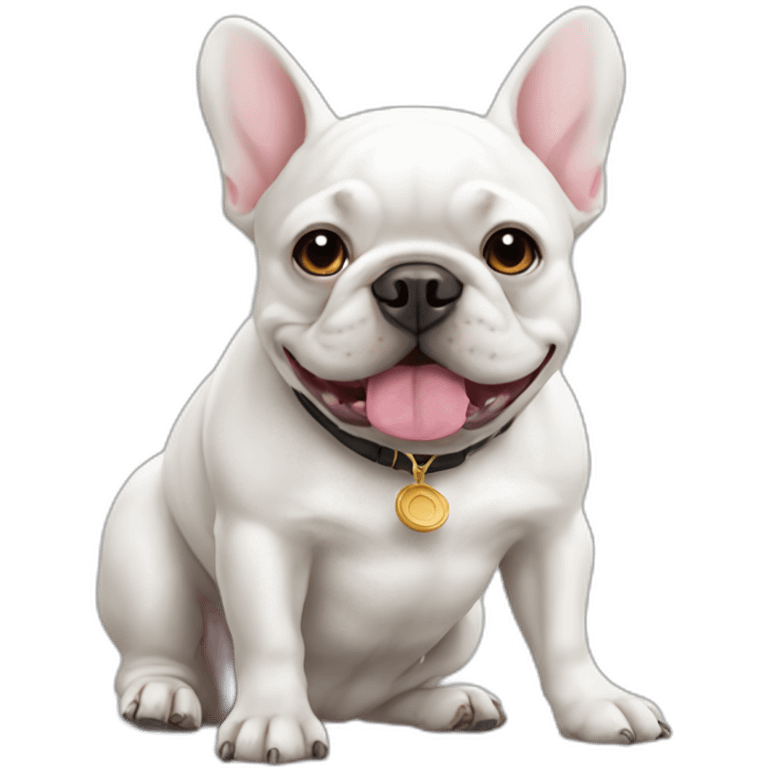 white FRENCH BULLDOG dinking wine emoji