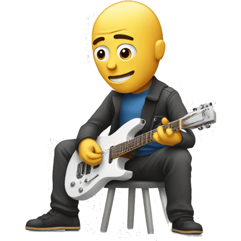 man playing advanced technological guitar which resul in ai emoji