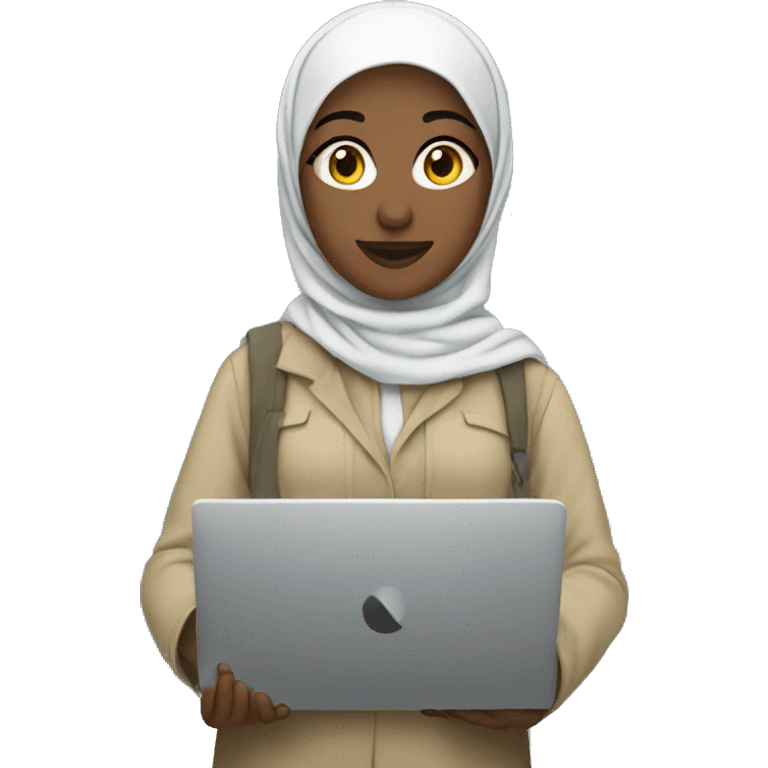 hijabi programmer holding a laptop emoji