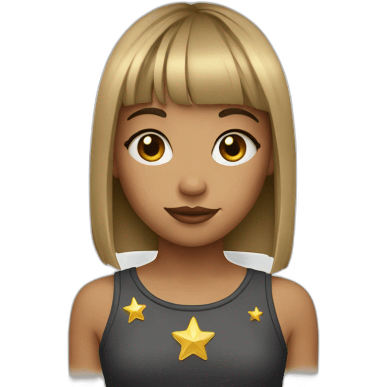 Girl with a star tattoo and bangs emoji