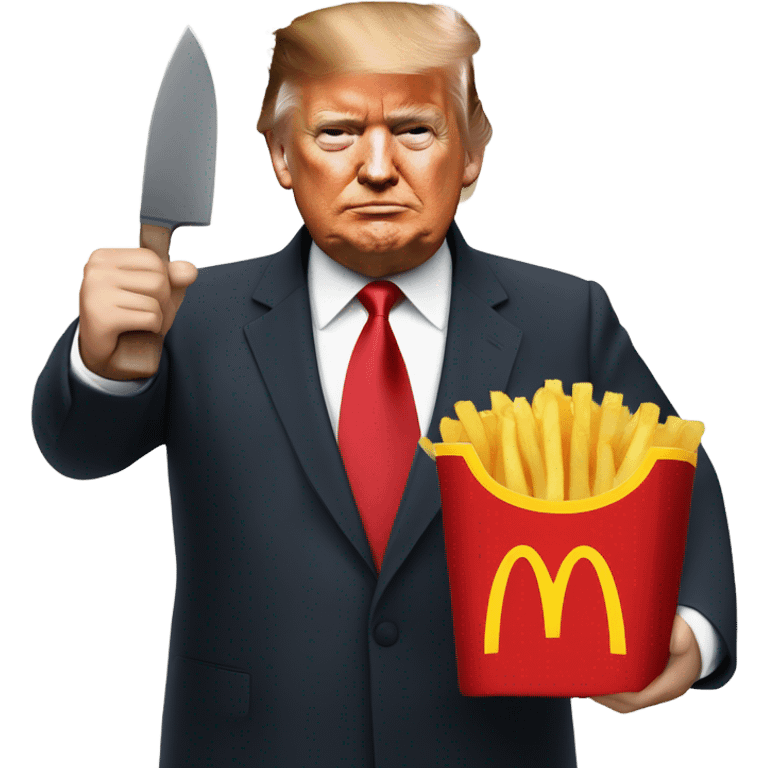 Trump holding McDonald’s French fries and knife in other hand emoji