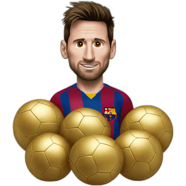 Messi with 8 golden balls emoji