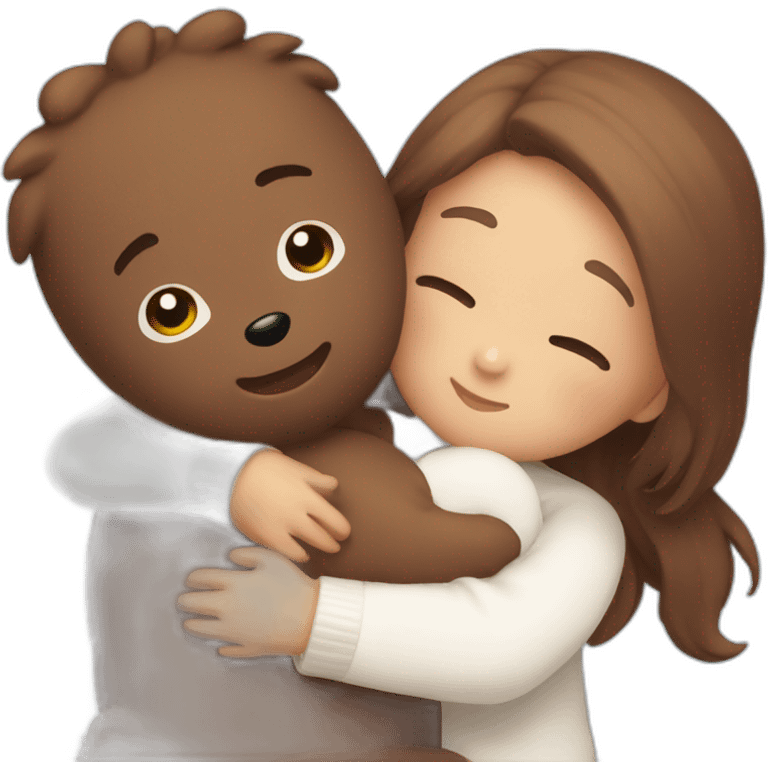 Line friends cony and brown hug emoji