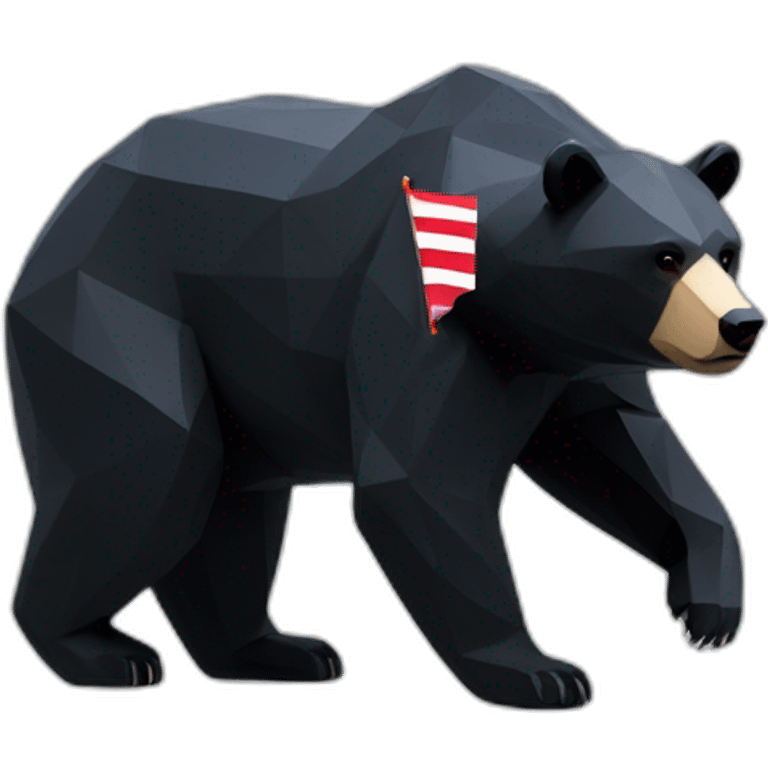 Lowpoly black bear with flag  inscription GO emoji