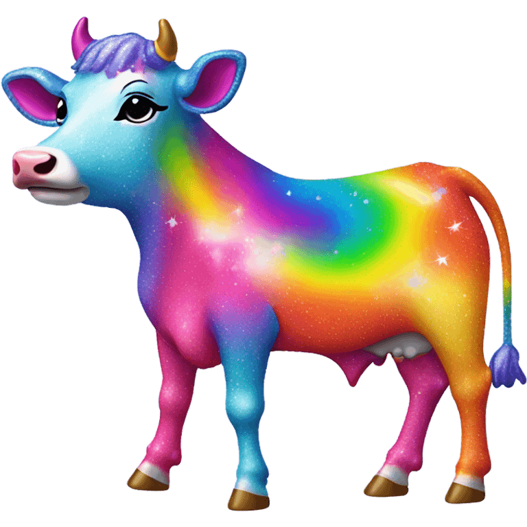 Lisa frank glitter sun star rainbow cow emoji